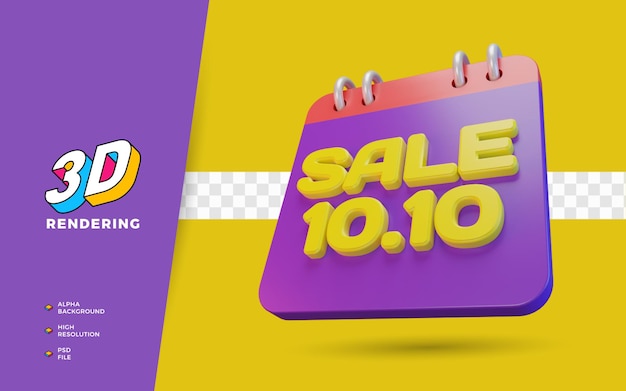 10.10 Einkaufstag Rabatt Verkaufsförderung 3D-Render-Objekt