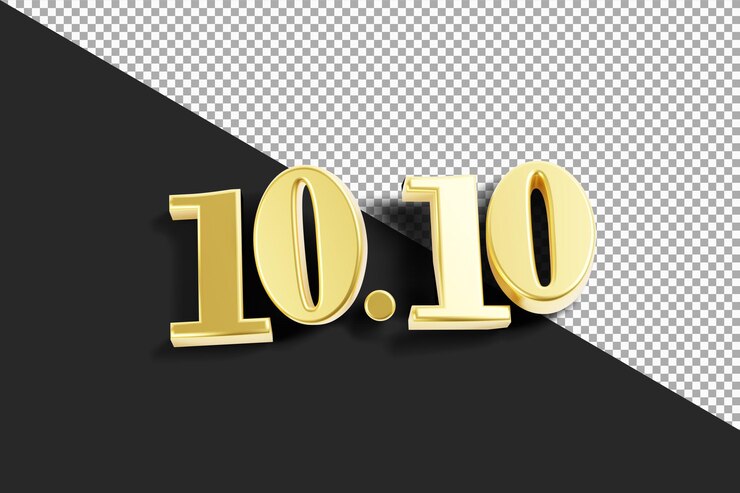 PSD 10 10 con representación 3d de color dorado aislada