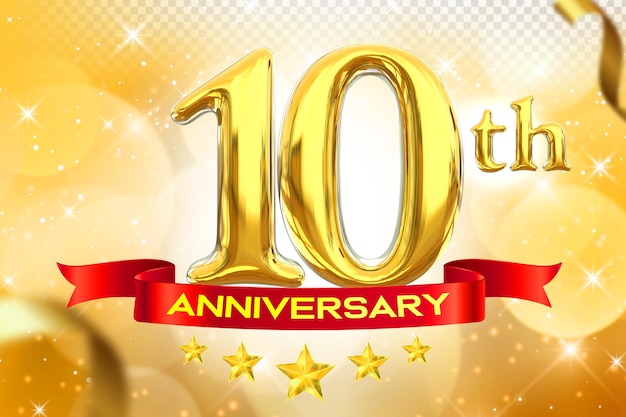 10° anniversario Gold Banner 3D