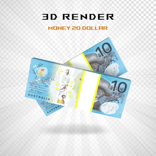 PSD 10 australische dollar 3d-rendering