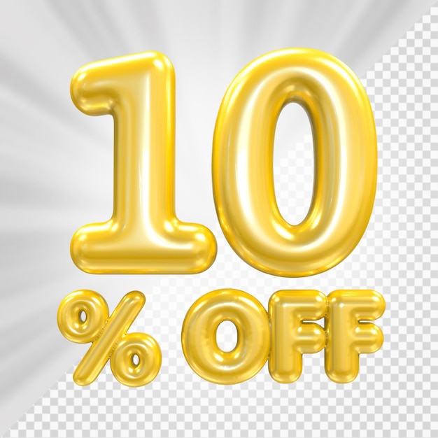 10 por ciento balloos oferta de oro en 3d