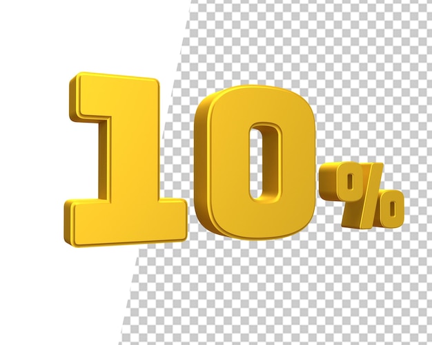 10 por ciento de descuento en diez texto de venta 3d render