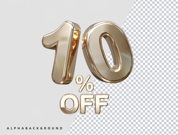 10 por ciento de descuento en la venta Ilustración de texto de renderizado 3D