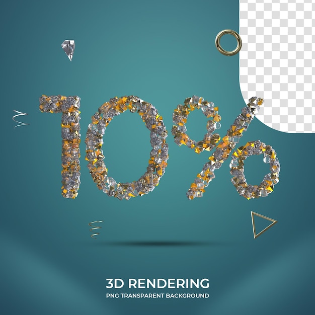 10 por ciento número 3d fondo transparente