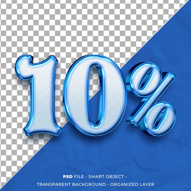 10 por ciento de la plantilla de oferta con texto de número personalizado con efecto de estilo 3D editable