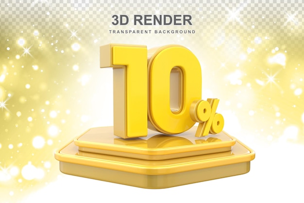 PSD 10 por ciento de promoción podium 3d render