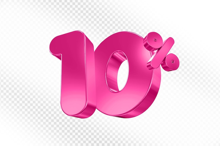 PSD 10% de desconto na promoção pink 3d