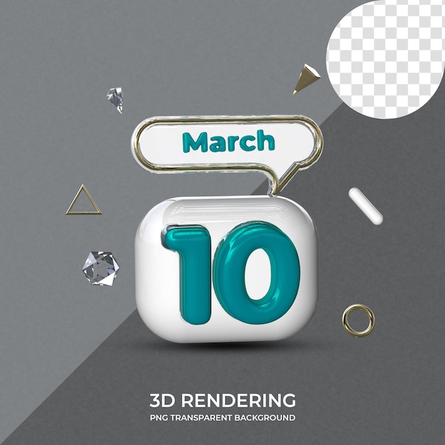 10 de março modelo de cartaz renderização em 3d