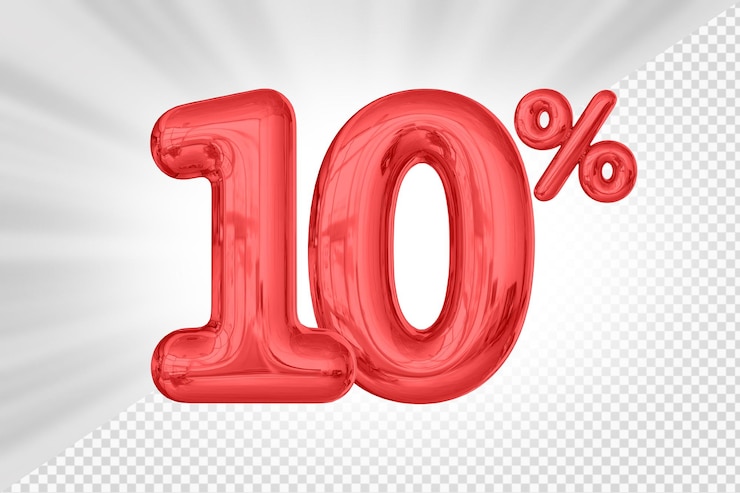 PSD 10% de oferta vermelha em 3d