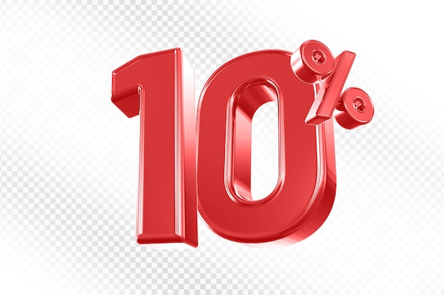 10% de descuento en rojo 3D