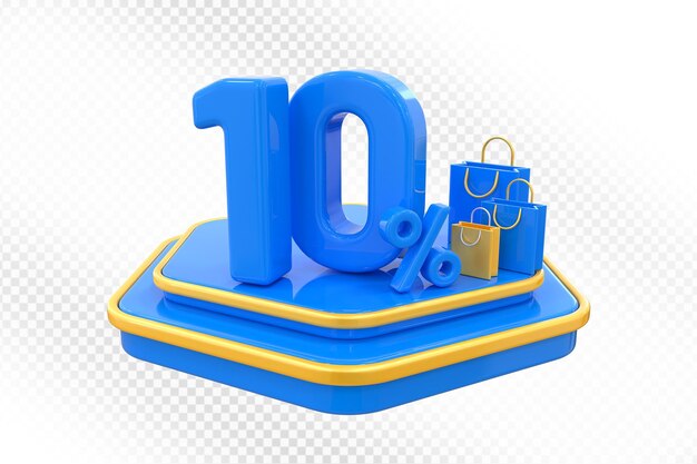 10% de descuento en la venta azul con bolsas de compras
