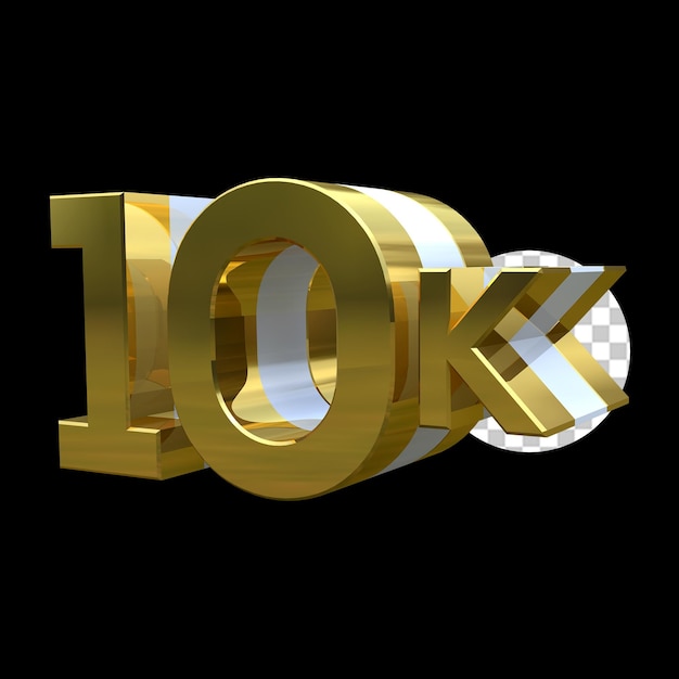 10 mil seguidores de mídia social obrigado post design 3d render gold psd