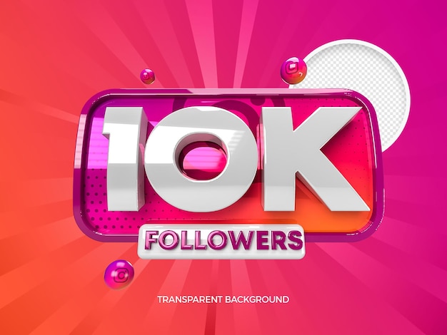 10 mil seguidores no instagram, mídia social em 3d