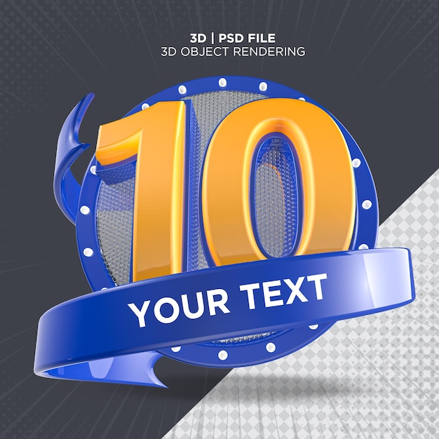 10 numeri 3d cornice rotonda con lampade a led spente rendering 3d