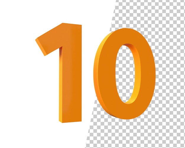 10 número de oro 3D Render