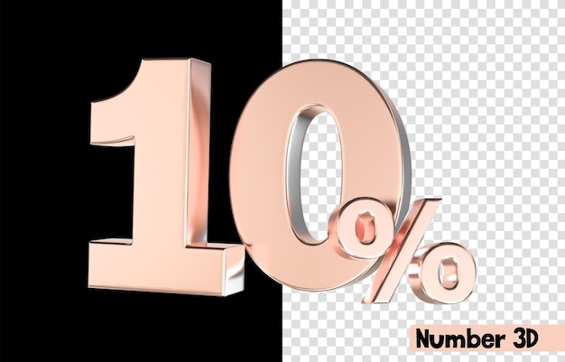 10 número de oro 3D Render