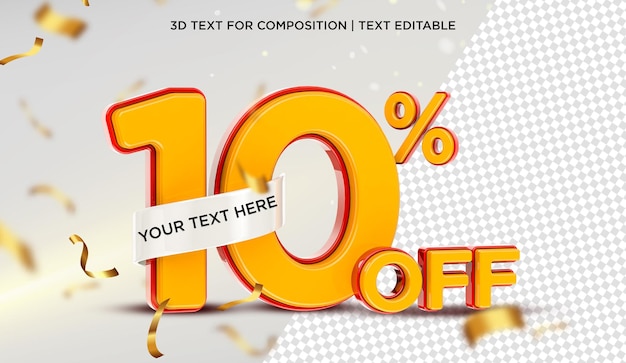 10 Prozent Angebot in 3D-Rendering isoliert Premium Psd