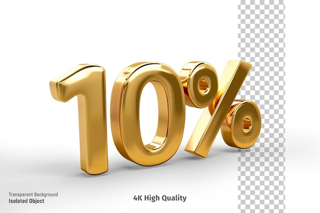 10 Prozent Goldener Rabatt mit durchsichtigem Hintergrund