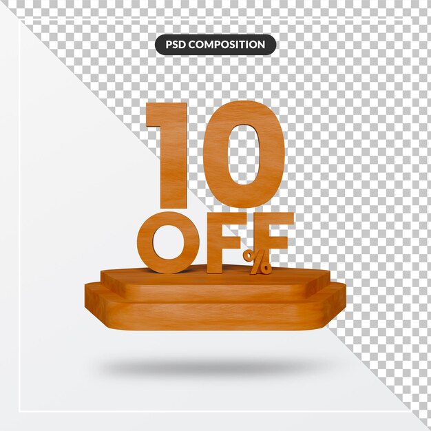 10 Prozent Rabatt auf 3D-Text-Rendering-Illustrationen aus Holz