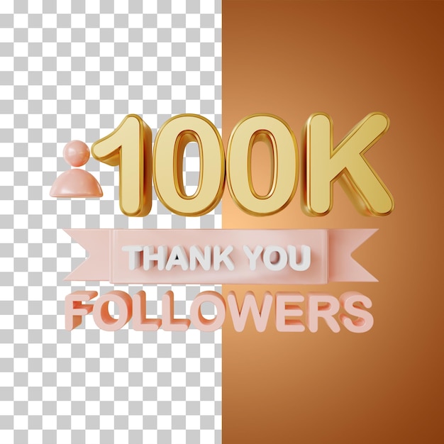 100.000 Follower Gold 3D-Rendering