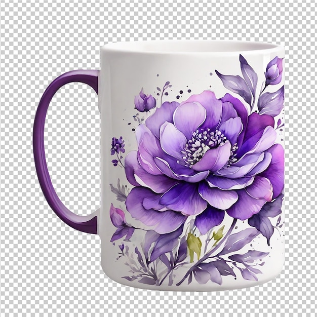 PSD 100 aquarelle florale de qualité design de tasse de bureau à fleurs