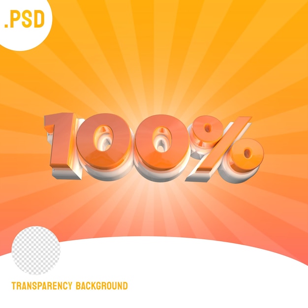 PSD 100 por ciento de renderizado 3d con fondo naranja