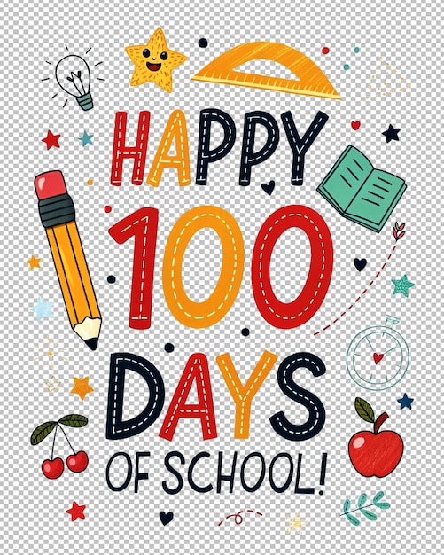 100 días coloridos de tipografía escolar diseño de camisetas para imprimir bajo demanda