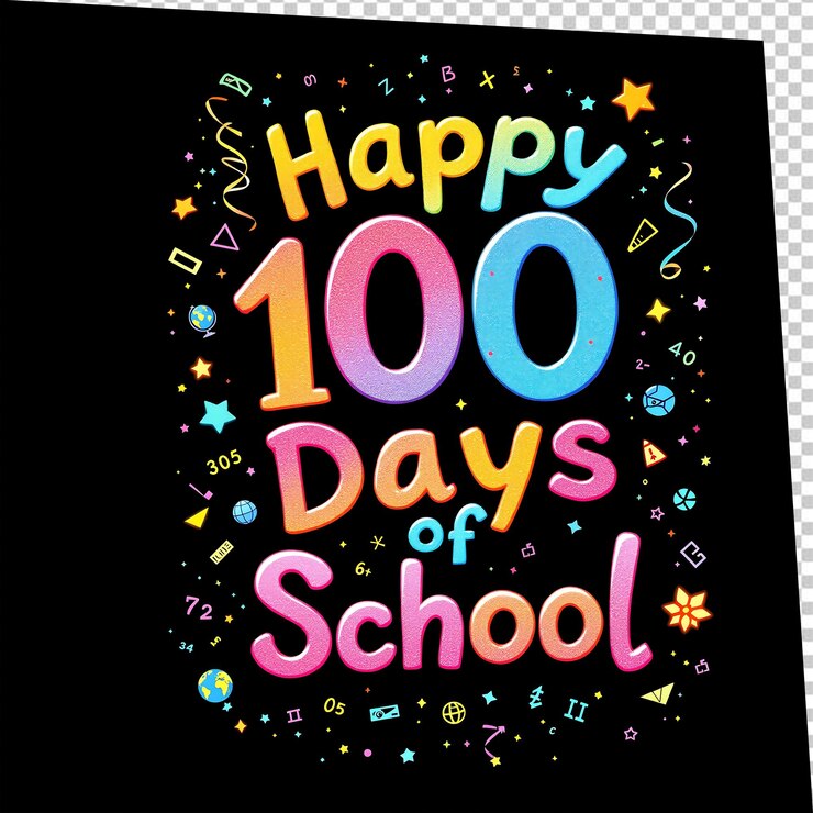 PSD 100 días de diseño de la escuela png
