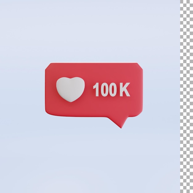 PSD 100 k liebe social media 3d-illustration