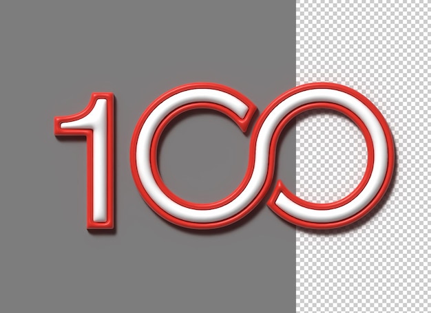 PSD 100 one humdred number design de ilustração 3d