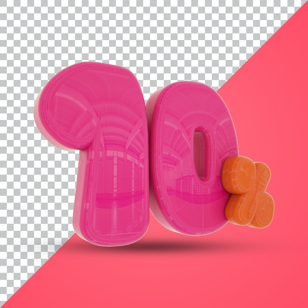 100 Prozent 3D-Rendering mit orangefarbenem Hintergrund