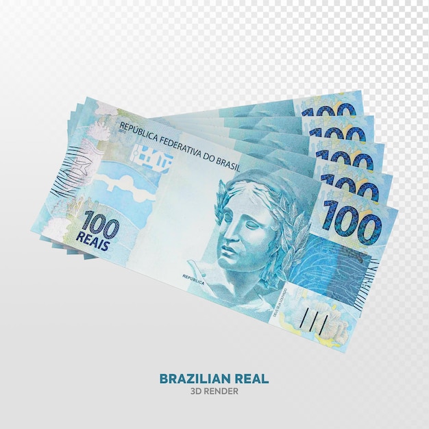 PSD 100 reais brasileiros 3d render realista