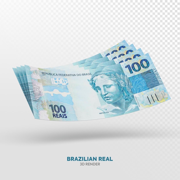 PSD 100 reais brasileiros 3d render realista