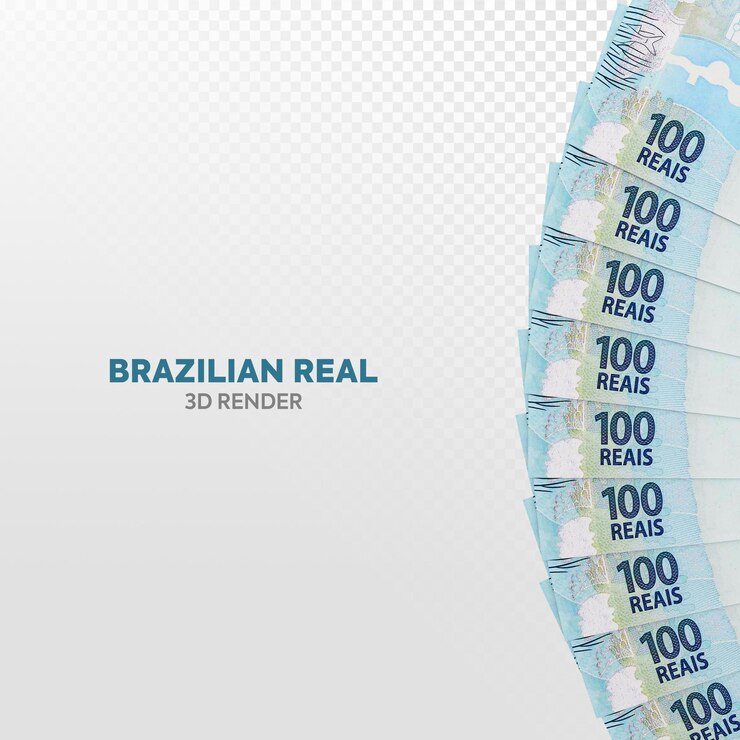 PSD 100 reais brasileiros 3d render realista