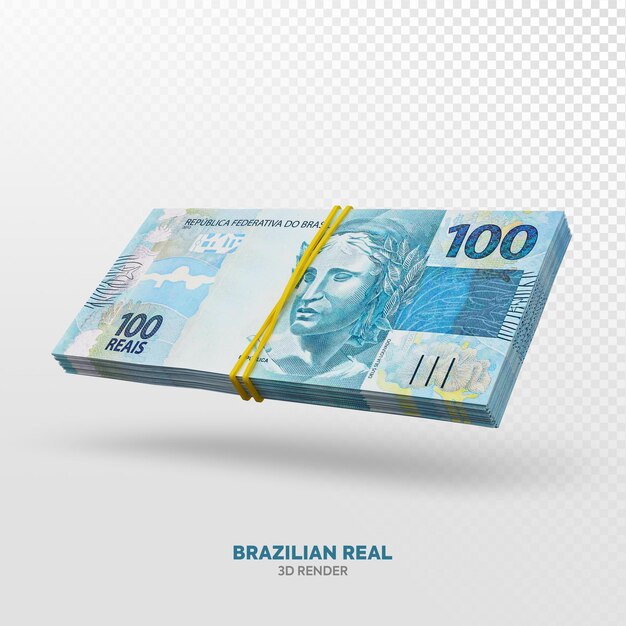 100 reais brasileiros 3d render realista