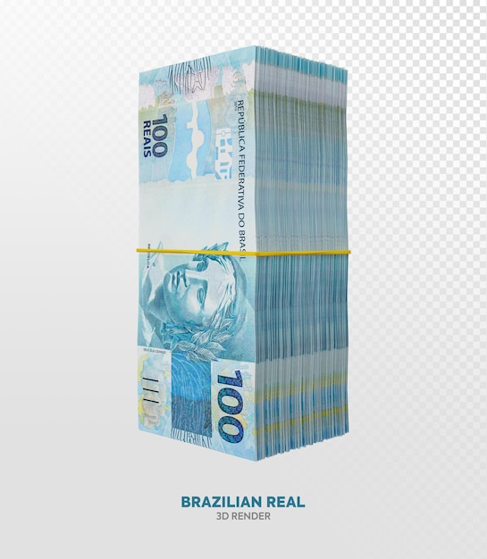PSD 100 reais brasileiros 3d render realista