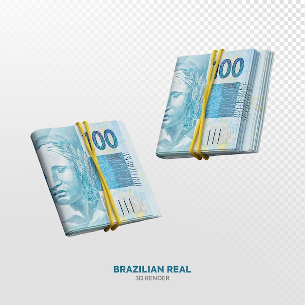 PSD 100 réais brésiliens 3d rendu réaliste
