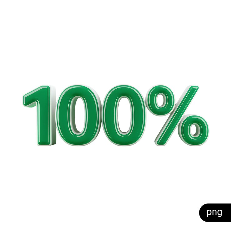 PSD 100 success green 3d text