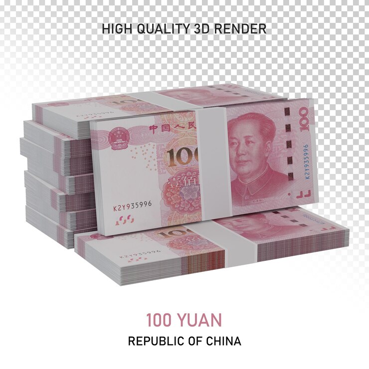 PSD 100 yuanes render 3d de alta calidad png