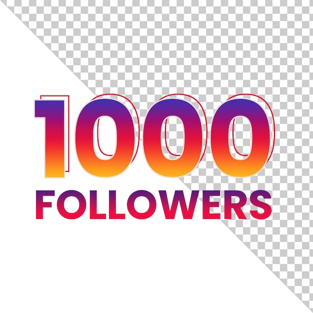 PSD 1000 seguidores texto de mídia social, obrigado 1000 seguidores