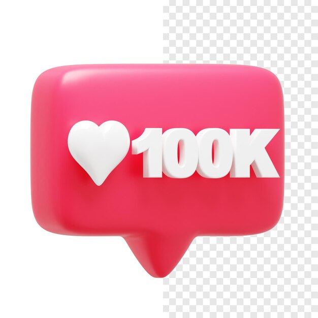 100K-Benachrichtigung 3D-Symbol