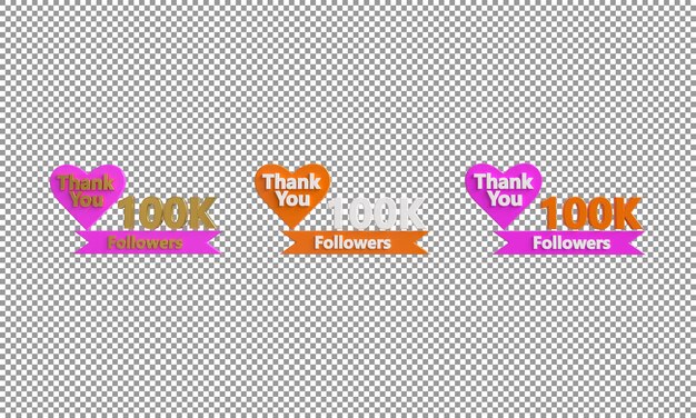 100K Follower Banner 3D-Design Danke für 1K Follower 3D-Rendering