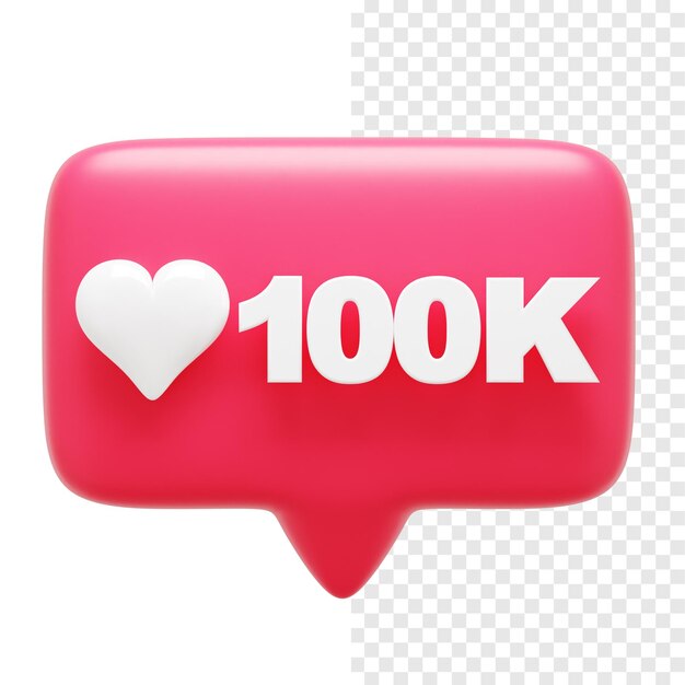 100K Liebesbenachrichtigung 3D-Sprachblase