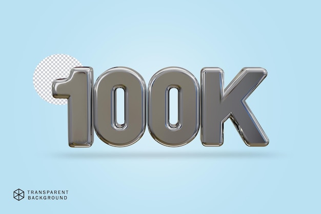 100k social media come follower rendono il testo 3d