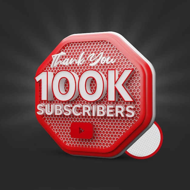 100k suscriptores youtube 3d render