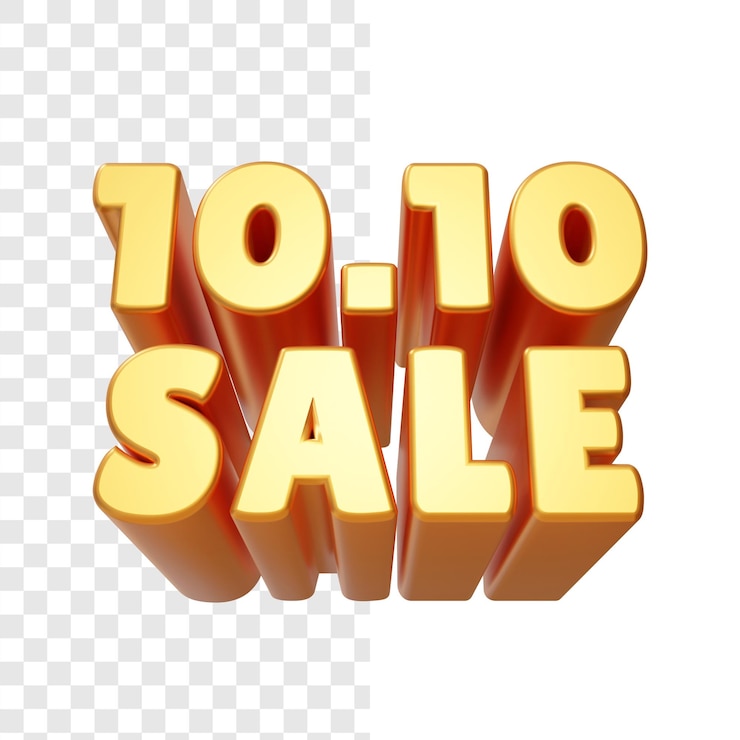 1010 outubro dez venda efeito de texto 3d fundo alfa