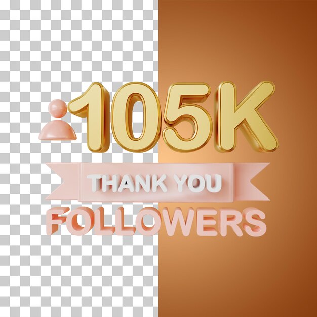 105.000 Follower Gold 3D-Rendering