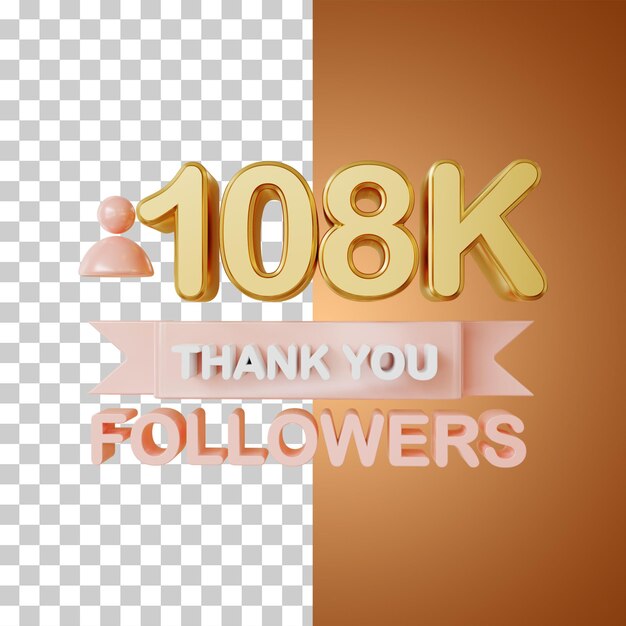108.000 Follower Gold 3D-Rendering