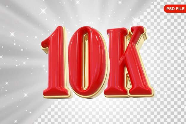 10K Follow Numero rosso Grazie per il seguito