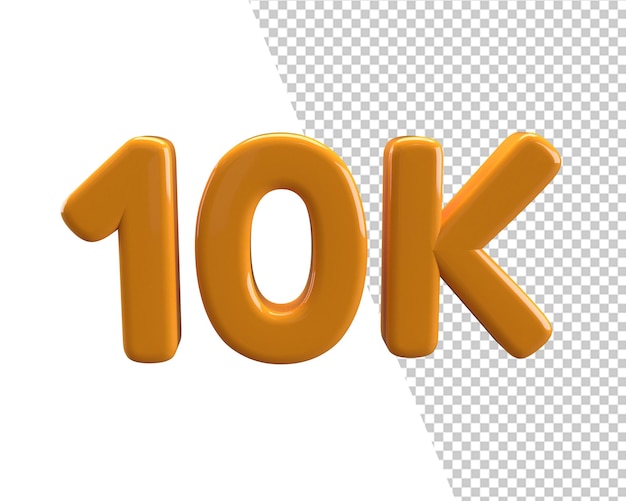 10k follower goldtext 3d-rendering